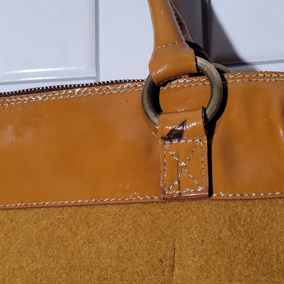 SOFIA C. Made in Italy  Leather Wool Satchel Purse Medium Size - Picture 9 of 10